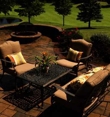 Concrete patio landscaping design idea for Canton, Ohio.